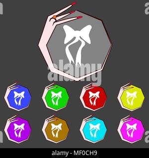 Grafico di fiocchi decorativi. Impostare i tasti colorati. Illustrazione Vettoriale Illustrazione Vettoriale