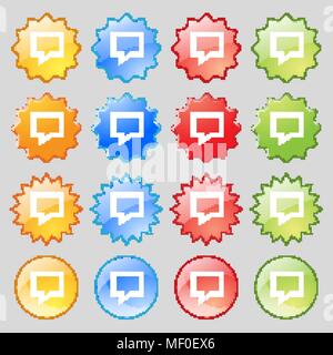 Discorso bolla, Pensare icona a forma di nuvola di segno. Grande set di 16 colorato pulsanti moderno per il vostro design. Illustrazione Vettoriale Illustrazione Vettoriale