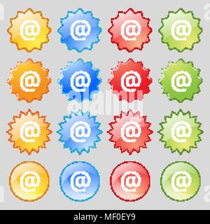 Icona E-Mail segno. Grande set di 16 colorato pulsanti moderno per il vostro design. Illustrazione Vettoriale Illustrazione Vettoriale