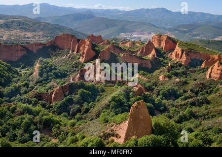 Las Medulas paesaggio. Romane antiche miniere d oro in Leon, Spagna. Foto Stock