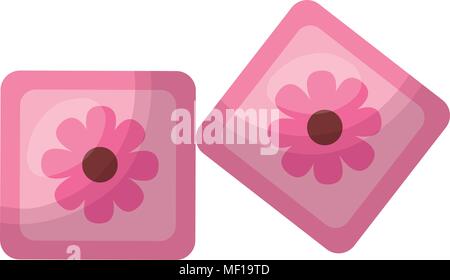 Cubi giocattoli del bambino con icona di fiori Illustrazione Vettoriale
