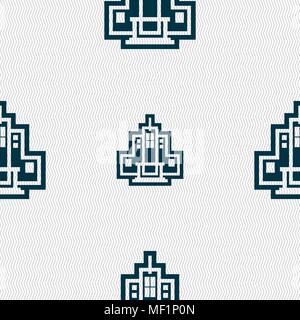 Icona del grattacielo di segno. Modello senza cuciture con texture geometrica. Illustrazione Vettoriale Illustrazione Vettoriale