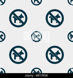 Dog walking è proibito icona segno. Modello senza cuciture con texture geometrica. Illustrazione Vettoriale Illustrazione Vettoriale