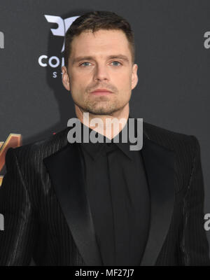 Los Angeles, California, USA. 23 Aprile, 2018. Attore Sebastian Stan assiste la Premiere mondiale di Disney e meraviglie 'vendicatori: infinito la guerra" il 23 aprile 2018 a Los Angeles, California. Foto di Barry re/Alamy Live News Foto Stock