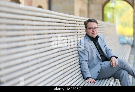 Il 20 aprile 2018, Germania, Chemnitz: Frederic Bussmann è il nuovo direttore generale delle collezioni d'arte di Chemnitz. Il successore di ex direttore Moessinger inizia il suo nuovo lavoro su 1 Mai. Foto: Jan Woitas/dpa-Zentralbild/dpa Foto Stock