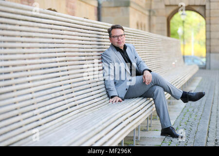 Il 20 aprile 2018, Germania, Chemnitz: Frederic Bussmann è il nuovo direttore generale delle collezioni d'arte di Chemnitz. Il successore di ex direttore Moessinger inizia il suo nuovo lavoro su 1 Mai. Foto: Jan Woitas/dpa-Zentralbild/dpa Foto Stock