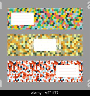 Set di colorate Banner orizzontale. Abstract addobbi geometrici. Texture di pixel. Illustrazione semplice impostato per stampare flyer o foglio illustrativo. Semplice design fo Illustrazione Vettoriale