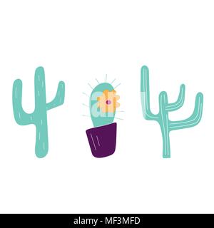 Disegnato a mano le icone di cactus. Può essere utilizzato per banner o scheda per il Cinco de Mayo celebrazione. Holiday poster . Vettore fiesta messicana. Illustrazione Vettoriale