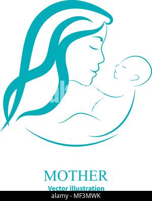 Logo e mom neonato Illustrazione Vettoriale