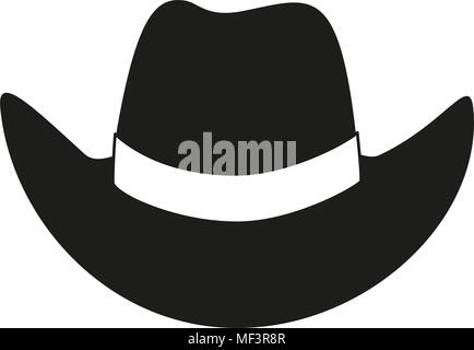 In bianco e nero il cappello da cowboy silhouette Illustrazione Vettoriale