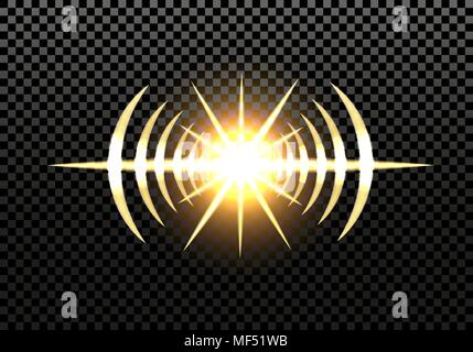 Flash solare, stella, la luce proveniente dal proiettore, fari di automobile. Effetto di luce. Su uno sfondo trasparente. illustrazione Illustrazione Vettoriale