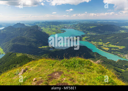 Blick von der Himmelspforte Schaftberg, Salzkammergut, Österreich Foto Stock