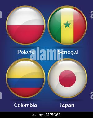 Mondiali di Calcio 2018 Icona flag Illustrazione Vettoriale