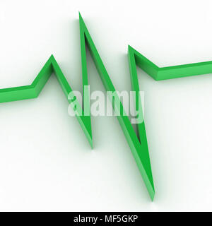 Verde 3d Cardiogram, sulla superficie bianca Foto Stock