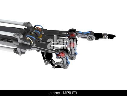 3d mano robotica, su bianco, isolato Foto Stock