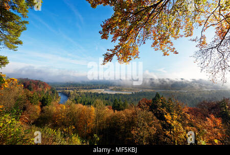 In Germania, in Baviera, Icking, vista da Schlederloh a valle Isar con Pupplinger Au Foto Stock