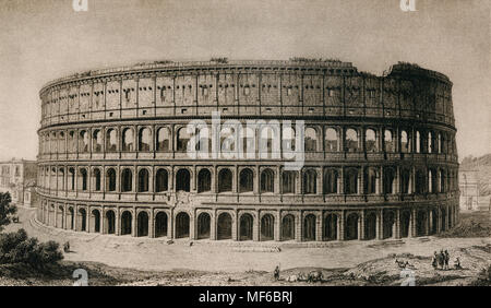 Rovine del Colosseo di Roma, circa 1900. Fotografia Foto Stock