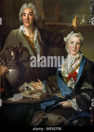 Ritratto di Rococò argentiere Thomas Germain e sua moglie Anne-Denise Gauchelet. 1736 da Nicolas de Largillière (1656-1746) la francia, francese, Foto Stock