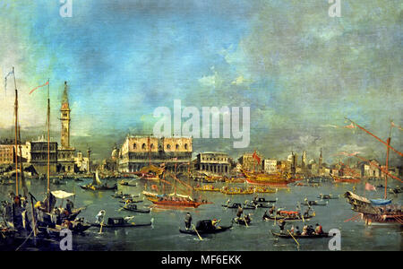 Partenza del Bucentauro ( Bucitoro ) 1765-1780Francesco Lazzaro Guardi 1712 - 1793 pittore italiano di veduta, nobile, e da un membro della Scuola Veneziana. Venezia Italia Foto Stock