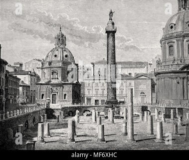 La Colonna di Traiano, Romano Colonna trionfale in Roma, Italia Foto Stock