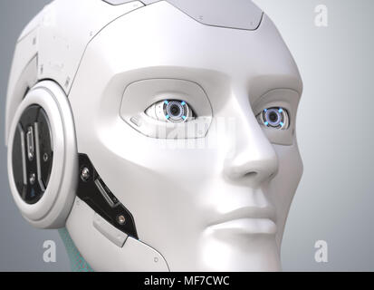 Robot testa di close-up. 3D illustrazione Foto Stock