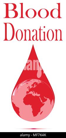 La donazione di sangue banner con goccia di sangue Illustrazione Vettoriale