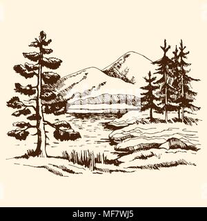 Paesaggio schizzo in Canada Illustrazione Vettoriale