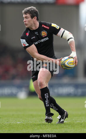 Exeter Chiefs Ian Whitten durante la Aviva Premiership corrispondono a Sandy Park, Exeter. Foto Stock