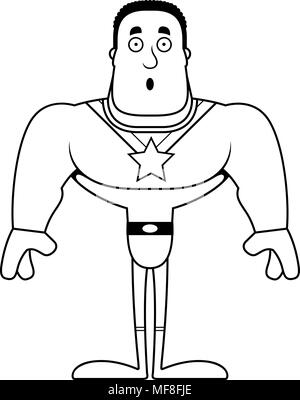 Un cartoon superhero cercando sorpreso. Illustrazione Vettoriale