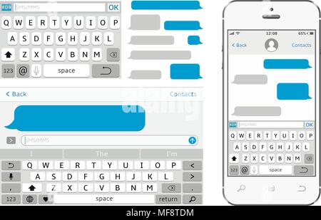 Vettore chat telefono interfaccia. Sms messenger. Fumetti. Illustrazione Vettoriale Illustrazione Vettoriale
