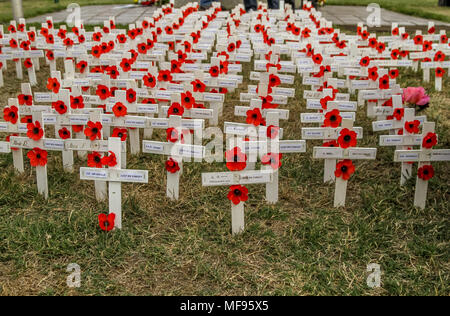 Ballarat, Victoria, Australia. Xxv Aprile 2018. Anzac Day cerimonie in tutta la regione di Ballarat - 2018 segna il 103 anniversario dell'Australia e della Nuova Zelanda le forze di atterraggio su Gallipoli durante la Prima Guerra Mondiale. Credito: Brett keating/Alamy Live News Foto Stock