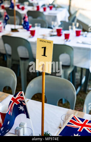 Sydney, Australia. Mercoledì 25 Aprile 2018, Sydney, Australia. ANZAC Day marzo e servizio in Avalon Beach per ricordare coloro che sono morti da Australia e Nuova Zelanda le forze di difesa nei conflitti del passato. Credito: martin berry/Alamy Live News Foto Stock