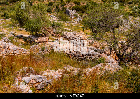 Le antiche rovine di Micene, centro della civiltà greca, Peloponneso e Grecia. Micene è un famoso sito archeologico in Grecia. Patrimonio Mondiale UNESCO Foto Stock