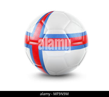 Alta qualità di rendering di un pallone da calcio con la bandiera delle isole Faerøer.(serie) Foto Stock