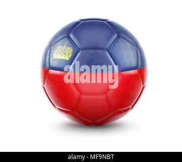 Alta qualità di rendering di un pallone da calcio con la bandiera del Lichtenstein.(serie) Foto Stock