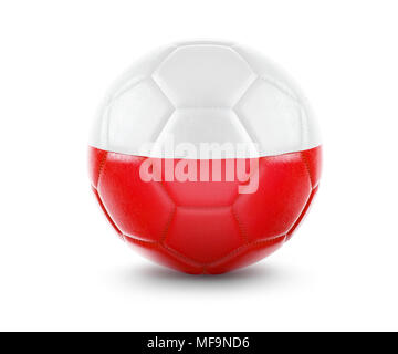 Alta qualità di rendering di un pallone da calcio con la bandiera della Polonia.(serie) Foto Stock