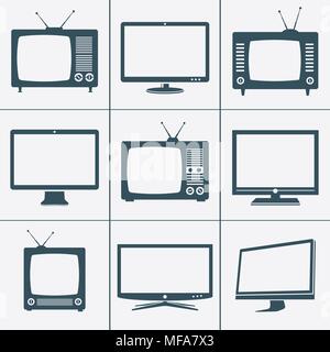Moderne e TV retrò icone. Illustrazione Vettoriale. Illustrazione Vettoriale