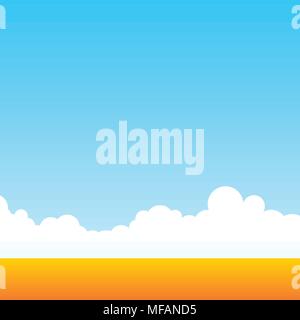 Agriturismo campo di grano a pulire ogni giorno il cielo. Rurali paesaggio outdoor. Vettore minimalista sfondo stile cartoon. Illustrazione Vettoriale