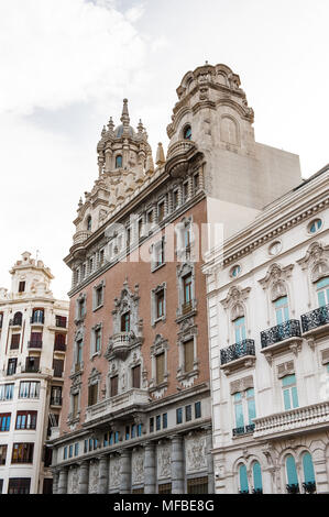 Architettura della Piazza Tetuan a Valencia, Spagna Foto Stock