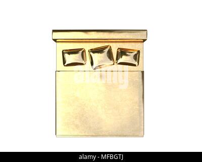3D rendering di una golden bed isolato su uno sfondo bianco Foto Stock