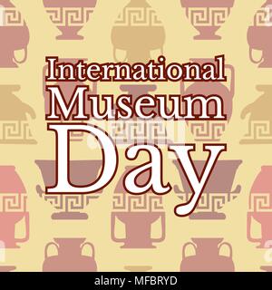 La Giornata Internazionale dei Musei. Il concetto di evento. 18 maggio. Sfondo senza giunture dai vasi greci Illustrazione Vettoriale