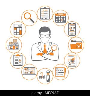 Auditing, fiscali, contabili Infographics Illustrazione Vettoriale