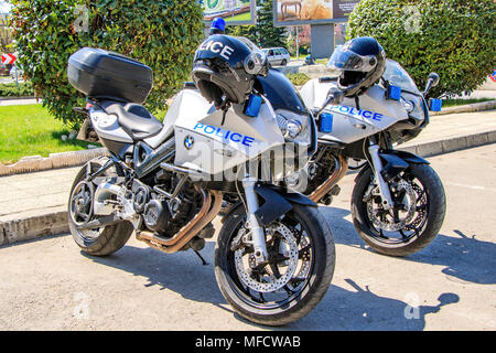 Pattuglia di polizia motocicli bulgaria varna 22.04.2018 Foto Stock