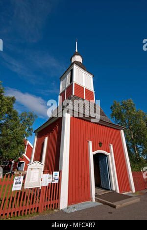 Chiesa in legno di Jukkasjarvi, Norrbotten County, Svezia Foto Stock