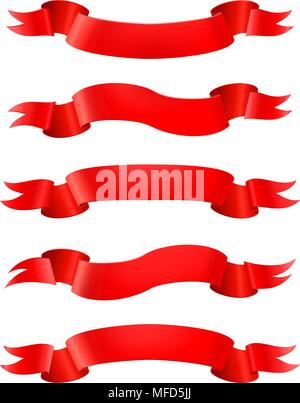 Set di nastri rossi Illustrazione Vettoriale