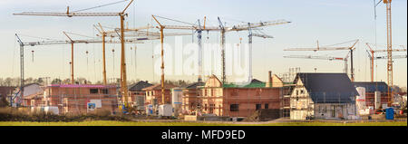 Vista panoramica al sito di costruzione di nuova costruzione di case residenziali Foto Stock