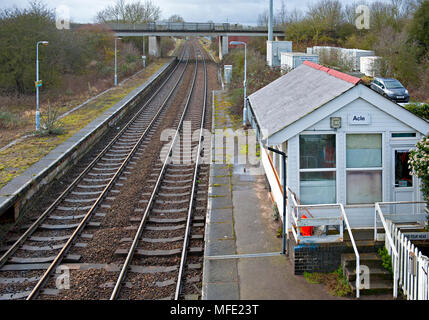 Acle stazione ferroviaria sulla Wherry linee tra Norwich e Great Yarmouth in Norfolk, Regno Unito Foto Stock