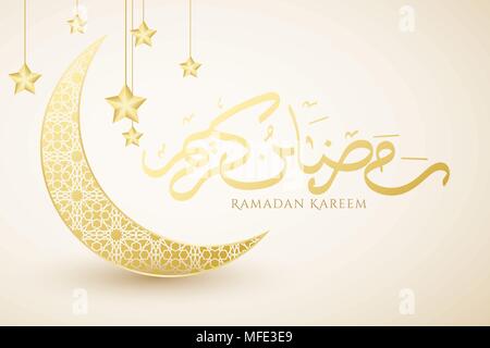 Luna D'oro E Stelle Decorazioni Di Ramadan Kareem Illustrazione Vettoriale  - Illustrazione di mubarak, vettore: 180530436