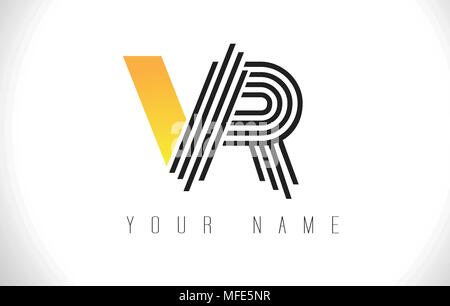VR linee nere lettera Logo. Linea Creative Design lettere template vettoriale. Illustrazione Vettoriale