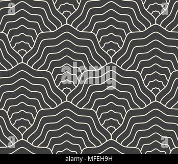 Scale lineari seamless pattern, coda di pesce, mermaid coda, conchiglie Illustrazione Vettoriale